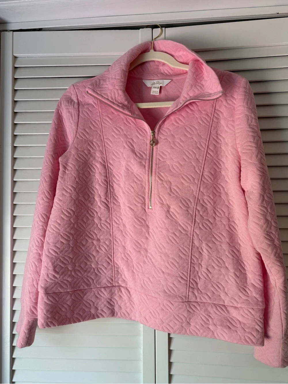 Lilly Pulitzer Pink Quilted Half-Zip Pullover